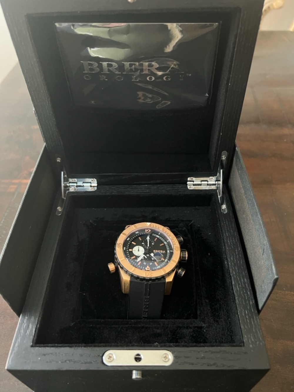 Salvatore Ferragamo Black Dial Watch with Rose Gold-Tone Case